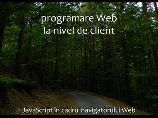 JavaScript în cadrul navigatorului Web

Dr. Sabin Buragawww.purl.org/net/busaco

programare Web
la nivel de client

 