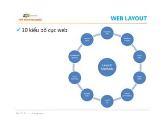WEB LAYOUT
10 kiểu bố cục web:
Bài 7 - Bố cục trang web
 