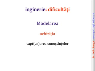 Dr.SabinBuragawww.purl.org/net/busaco
inginerie: dificultăți
Modelarea
achiziția
capt(ur)area cunoștințelor
 