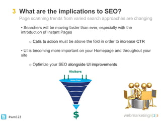 3 What are the implications to SEO?
     Page scanning trends from varied search approaches are changing

     • Searchers...