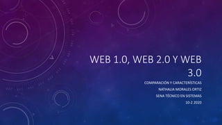 WEB 1.0, WEB 2.0 Y WEB
3.0
COMPARACIÓN Y CARACTERÍSTICAS
NATHALIA MORALES ORTIZ
SENA TÉCNICO EN SISTEMAS
10-2 2020
 