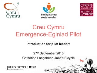 Creu Cymru
Emergence-Eginiad Pilot
Introduction for pilot leaders
27th September 2013
Catherine Langabeer, Julie’s Bicycle
 