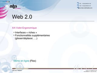 Interfaces « riches » Fonctionnalités supplémentaires (glisser/déplacer, …) Web 2.0 4/4 Volet Ergonomique Démo en ligne  (Flex) 