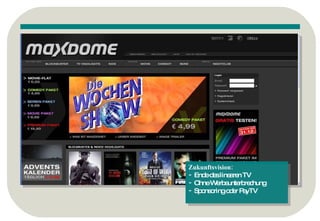 Zukunftsvision: Ende des linearen TV Ohne Werbeunterbrechung Sponsoring oder PayTV 