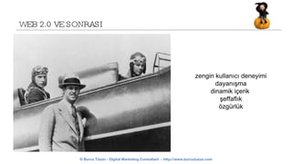 WEB 2.0 VE SONRASI zengin kullanıcı deneyimi dayanışma dinamik içerik  şeffaflık özgürlük 