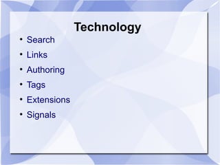 Technology Search Links Authoring Tags Extensions Signals 