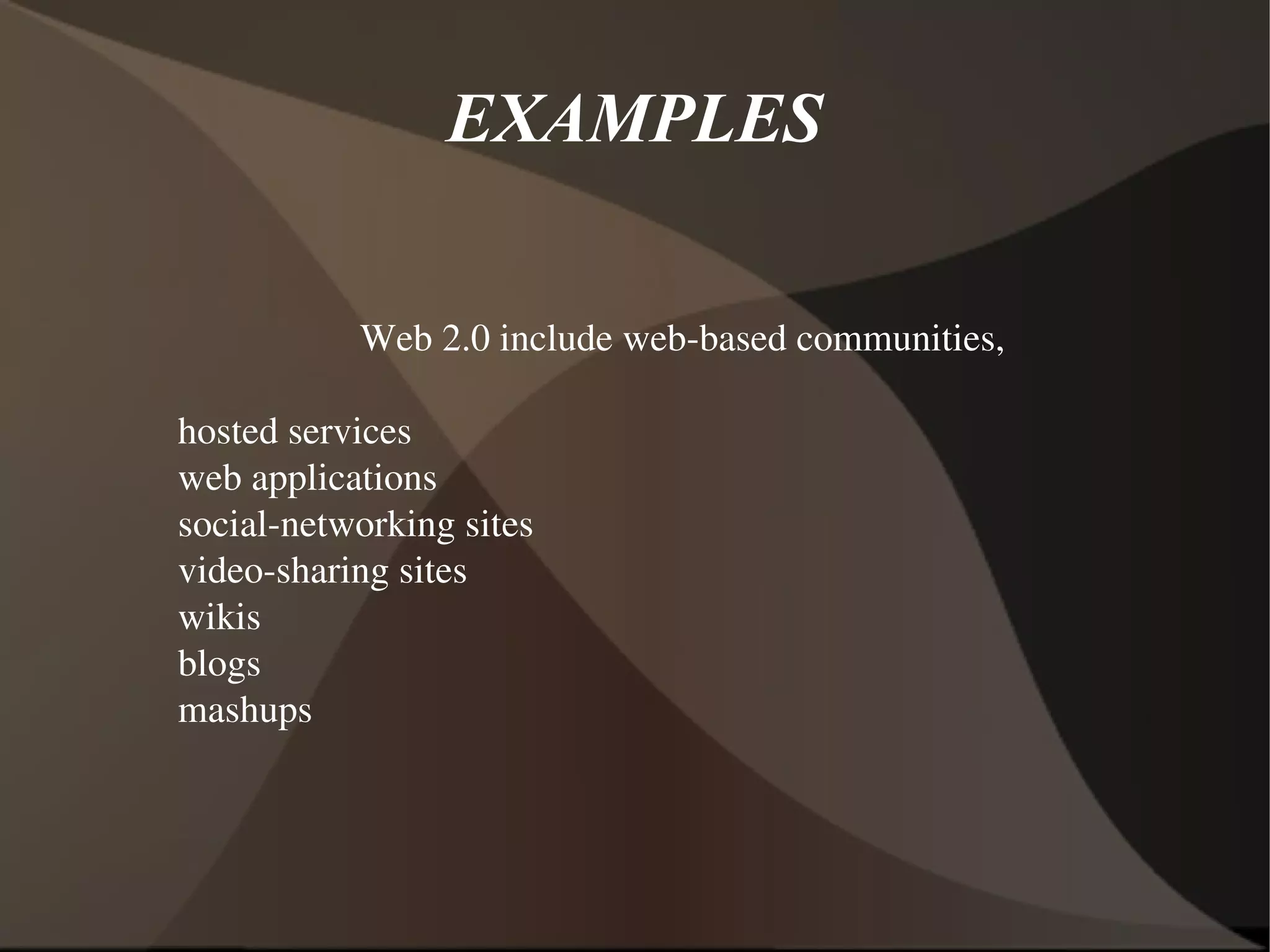 A Web 2.0 site allows its users to interact with each other as contributors to the web site's  content , in contrast to websites where users are limited to the passive viewing of information that is provided to them. 