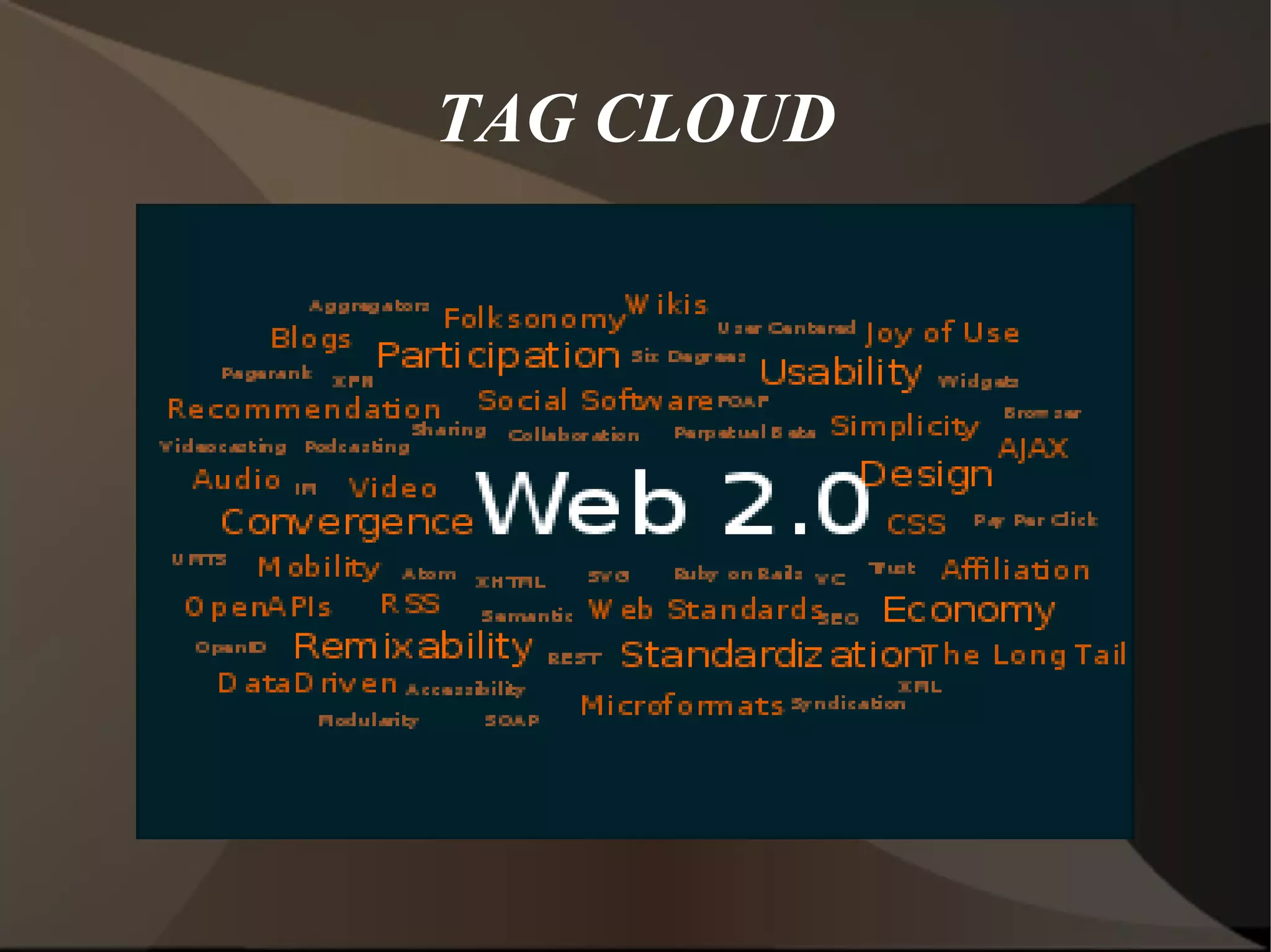 EXAMPLES Web 2.0 include web-based communities, hosted services 