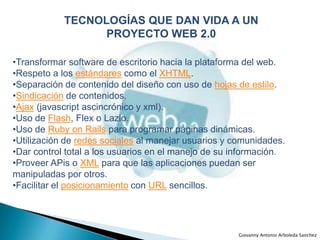 CARACTERISTICAS DE LA WEB 2.0<br />Giovanny Antonio Arboleda Sanchez<br />