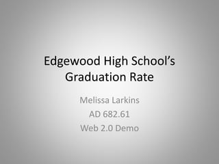 Edgewood High School’s
Graduation Rate
Melissa Larkins
AD 682.61
Web 2.0 Demo
 