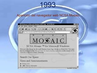 1993
Aparición del navegador web NCSA Mosaic.
 