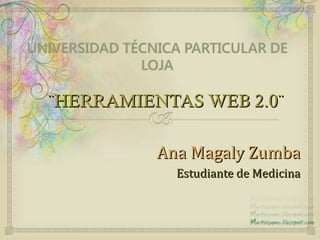 ¨HERRAMIENTAS WEB 2.0¨

          Ana Magaly Zumba
            Estudiante de Medicina
 