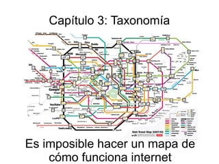Capítulo 3: Taxonomía




Es imposible hacer un mapa de
    cómo funciona internet
 