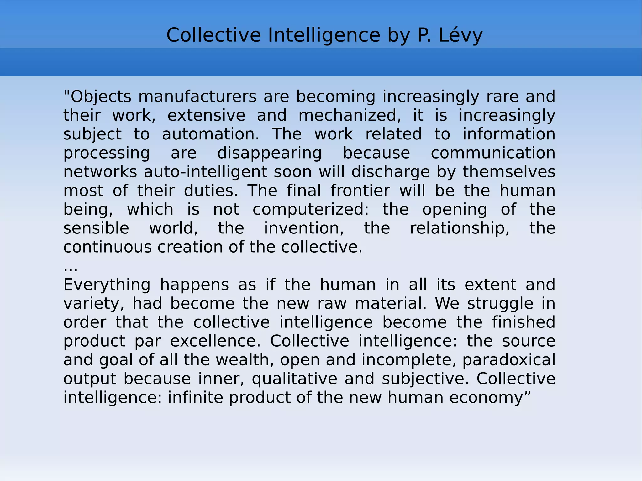 Metcalfe's Law But why millions of people daily acce to platforms such as YouTube or Flickr. We have to go back to Metcalfe's Law: the law is named after its inventor, the American Robert Metcalfe, and dates from the end of the seventies: &quot;The use and value of a network is equal to n(n-1), where n is the number of users. &quot; http://en.wikipedia.org/wiki/Metcalfe%27s_law   Metcalfe, inventor of Ethernet, founder of 3Com and other companies, is also famous for having predicted the collapse of the internet in 1995 and for having &quot;eaten&quot; literally, as promised, the article in which the forecast was written 