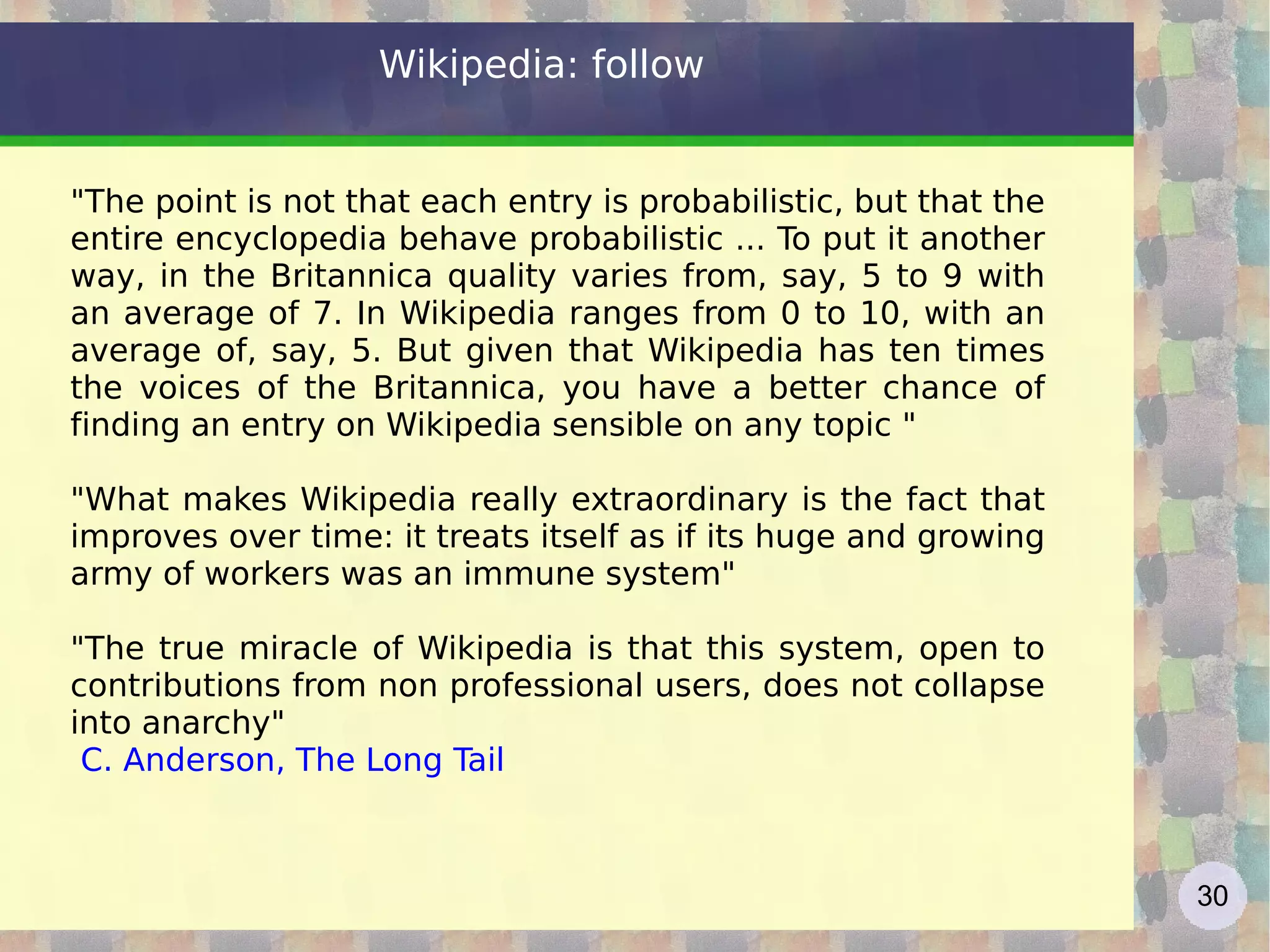 User Generated Content ! (Read/Write Web) The user becomes an “active” protagonist  Now it's important not only  read  the Web but also know how to  write  the Web (Jenkins): is this the new Digital Divide? http://en.wikipedia.org/wiki/User-generated_content   one billion users, more than 100 million web sites (blogs included...) Content re-use and aggregation Web 2.0 contents - 1 