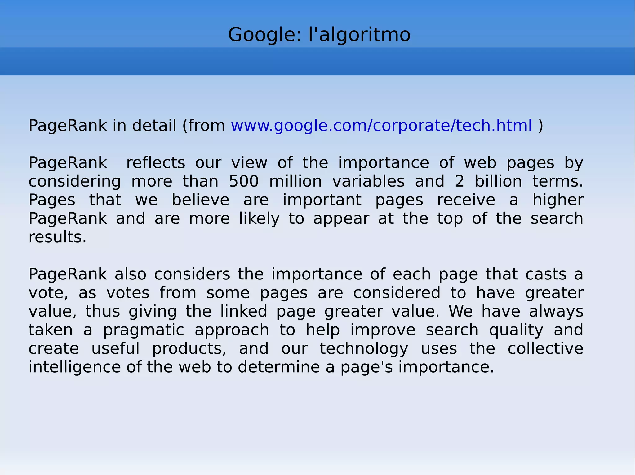 Aggregators As well as Netvibes (now available on mobile phones) Google Reader has recently achieved a very cool feature, the plug-in Gears, which allows you to read feeds offline (good also for Gmail etc.) Grazr is one of the latest online services offered , a platform that lets you organize the information found on the web, a great way to store feed and links of interest, and share them with others. http://www.google.it/reader/  Google reader 