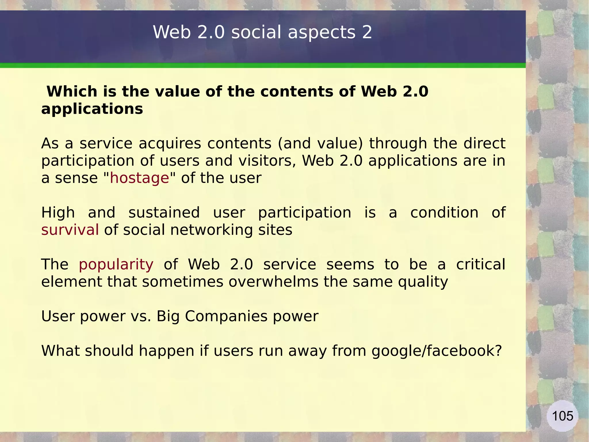 Wiki: introduction Wikis, invented in 1995 by  Ward Cunningham , have emerged as one of the simplest means to collaborate online. A wiki, a term in the Hawaiian language that means &quot;quick&quot; or &quot;very fast&quot;, is a web-based environment for sharing and managing documents and files where users can view and add content, but also to modify existing content posted by other users http://www.youtube.com/watch?v=-dnL00TdmLY   (wiki) The term wiki also refers to the software used to create a wiki website (Wikipedia is the most famous website based on wiki technology) A wiki enables documents to be written collaboratively in a simple language using a web browser Wiki technology is the easiest way by which web pages can be created and updated 