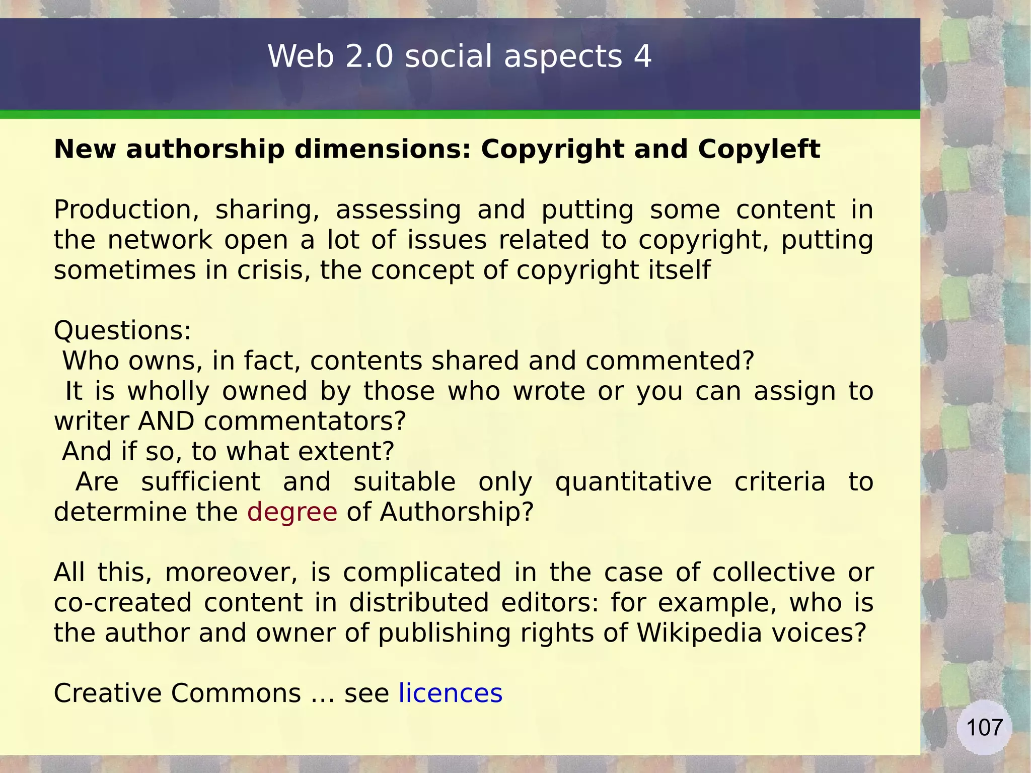 Wiki and wiki farms  Cunningham's  Top Ten Wiki Engines  and  Wiki Farms Wiki farms host wikis, often for free: http://en.wikipedia.org/wiki/Wiki_farm   http://en.wikipedia.org/wiki/Comparison_of_wiki_farms Wikia, founded by Jimmy Wales, Wikipedia founder (2011: 165k communities hosted, 2M users, 350M pages/month)), started for free, now  freemium  (remove ads) http://www.wikia.com/wiki/Wikia see  http://lostpedia.wikia.com/wiki/Main_Page   http://uncyclopedia.wikia.com/wiki/Main_Page   ;-) about 1 million wikis managed by  www.wikispaces.com 
