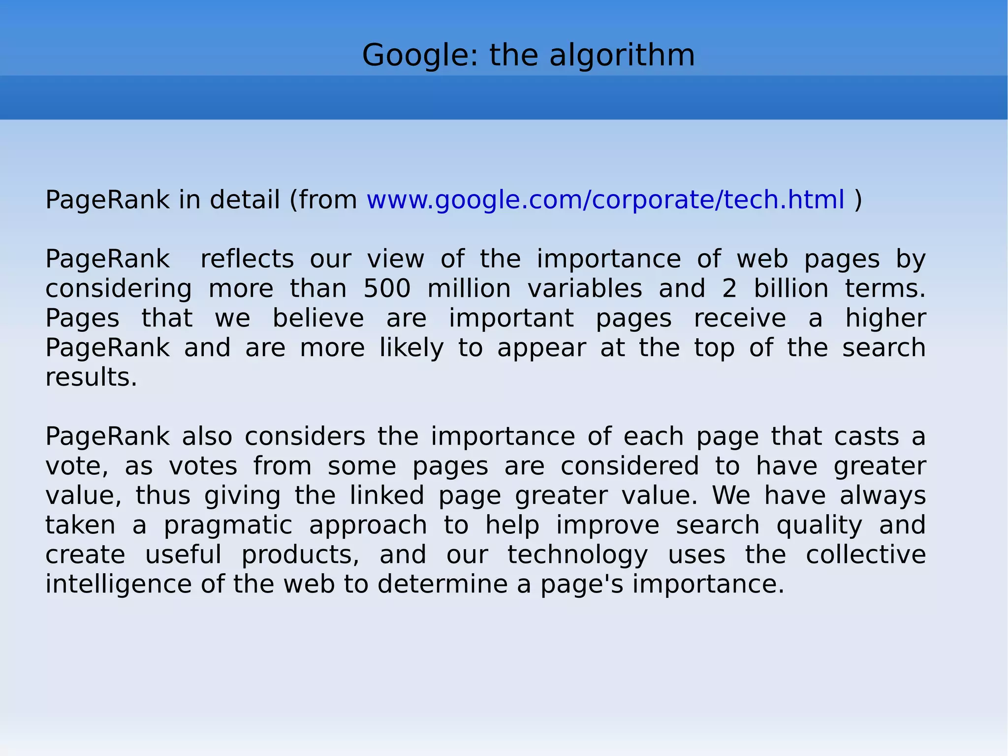 Blogs use RSS feeds (see below) and “tagging” (see below) Installed on your server or on existing website (free / fee) Born in 1997, exploded in 2002, the number today? the most complete survey -who, what, how: http://www.technorati.com/blogging/state-of-the-blogosphere/   http://it.blogbabel.com/metrics/   http://vaccaricarlo.wordpress.com  (see stats) http://camerino20.wordpress.com   Blog 