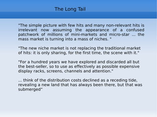 Web 2.0 : examples of mash-up http://www.perspctv.com   A "dashboard" to monitor the flow of news about certain topics on different information channels (CNN, Twitter Search, Technorati, Daylife, Alexa, Google's Insight for Search, and other) “ This project presents different perspectives in our world, including that of Mainstream media and user-generated content on the Internet. Explore the similarities and the disparities, hear the many voices that have emerged and choose which view, if any, makes the most sense to you. What we think vs. what they say we think -- All the chatter on the Internet, all the traditional news media coverage, and all the pollsters -- Perspctv brings it all together in a simple and elegant manner -- and gives a unique "dashboard" picture of the elections at any one given moment in time, totally un-biased.” 