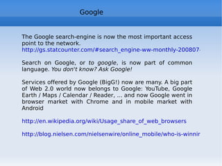 Corporate Blog Corporate blog is a blog written and edited by a company to share information about their products and services Unlike a website, where communication is directed to users, a corporate blog is to exchange bidirectional. In fact, a corporate blog is a new marketing model: tools born for  consumer  used for  business A corporate blog is a way by which producer and consumer of information. The very fact of opening a blog means to start a process of analysis of company weaknesses http://googleblog.blogspot.com/   http://blog.ducati.com/  : new tools! http://mariosundar.wordpress.com/2008/05/05/top-15-corporate-blogs-ranked-may-2008/   