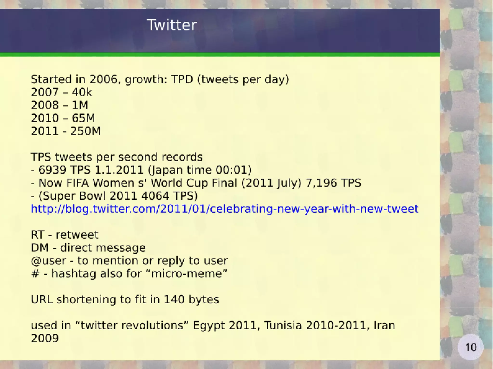 Web2.0 2012 - lesson 4 - twitter