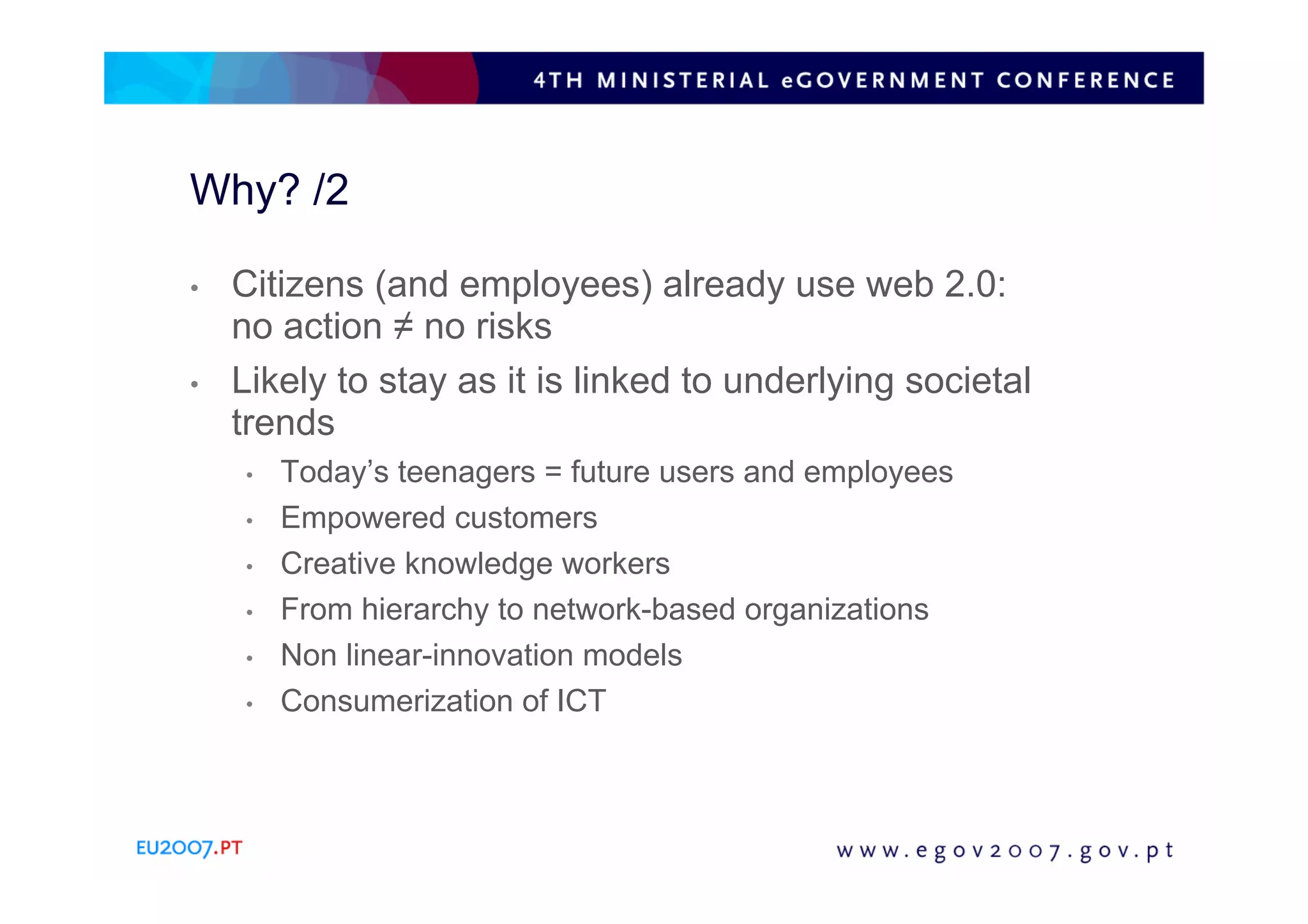 Web2 0 for eGovernment: why and how?