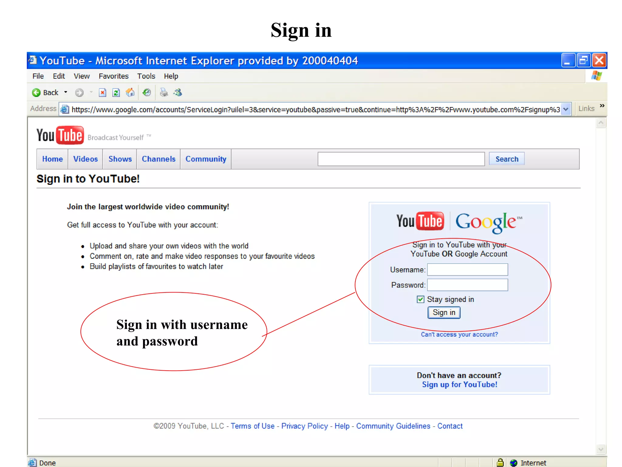 Sign in Sign in with username and password 