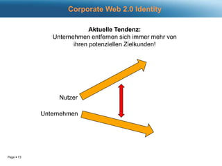 Kaum einer kennt die Möglichkeiten, Bedürfnisse und Netiquette !Corporate Web 2.0 IdentityWeb 2.0-Zahlen und Fakten!Die Fakten:44,38 Millionen Menschen in Deutschland sind Online