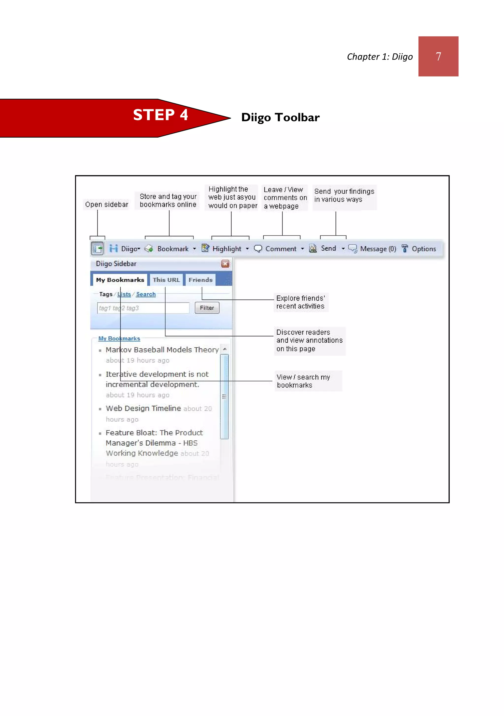 Chapter 1: Diigo   7



STEP 4   Diigo Toolbar
 