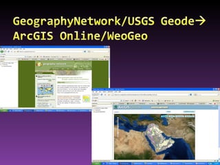 GeographyNetwork/USGS GeodeArcGIS Online/WeoGeo