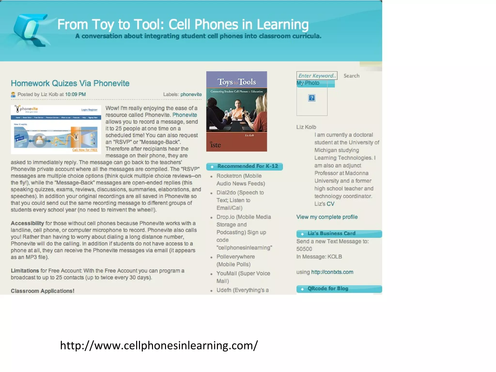 http://www.cellphonesinlearning.com/ 