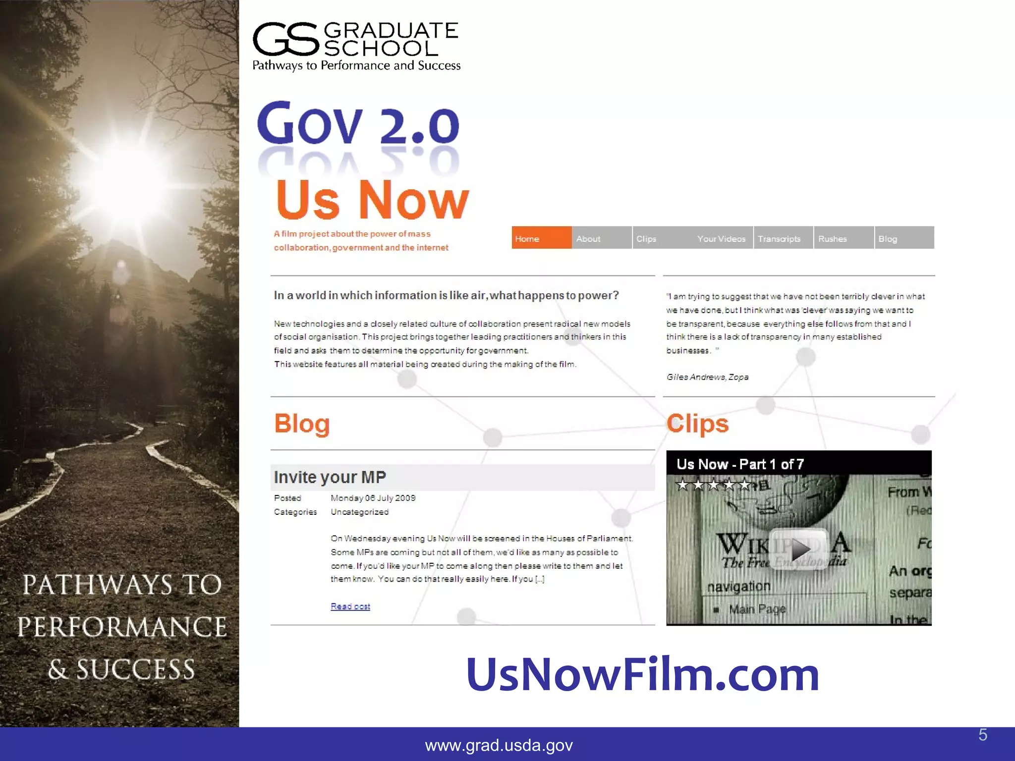 UsNowFilm.com
                    5
www.grad.usda.gov
 