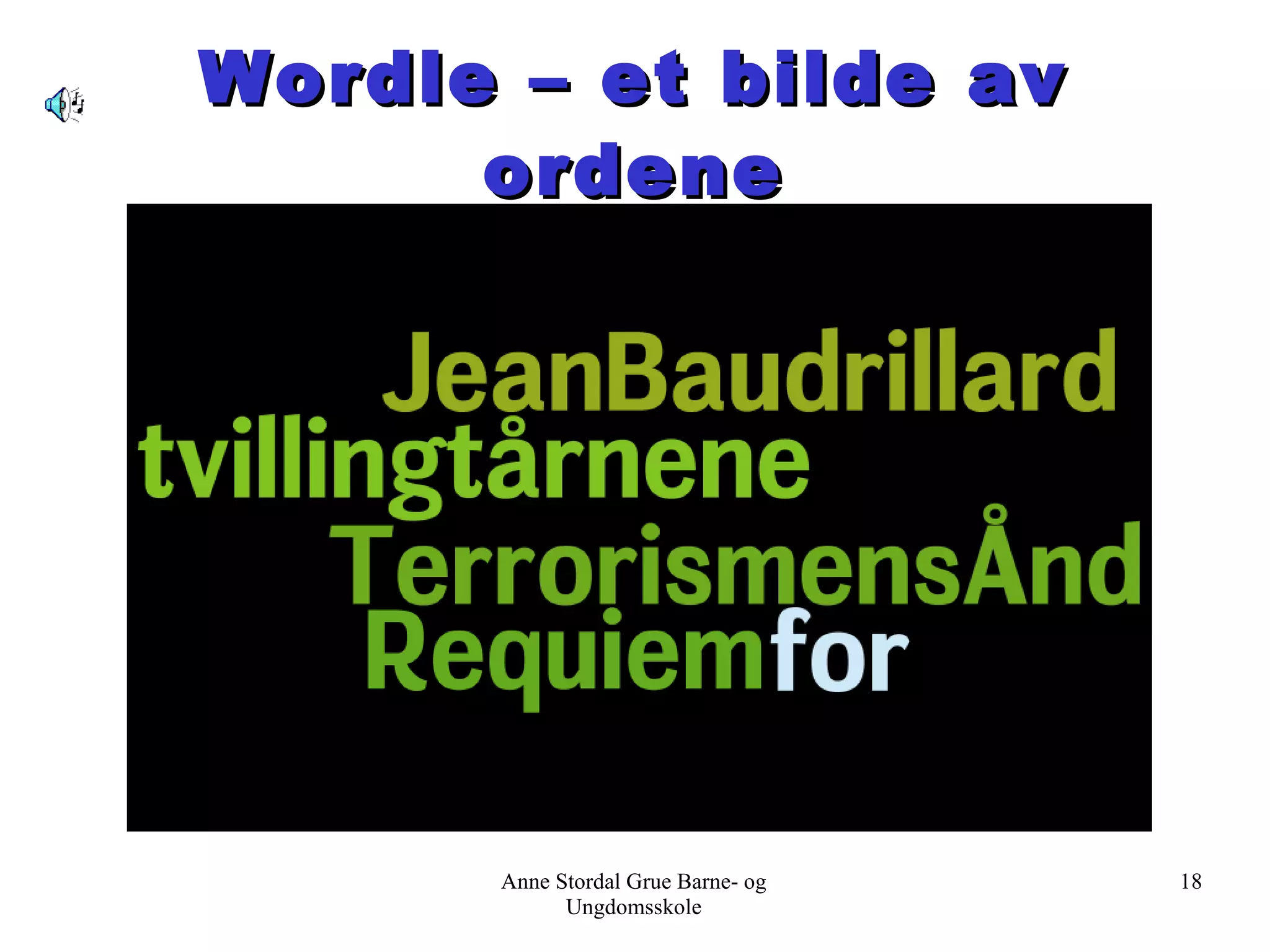 Wordle – et bilde av ordene Anne Stordal Grue Barne- og Ungdomsskole 