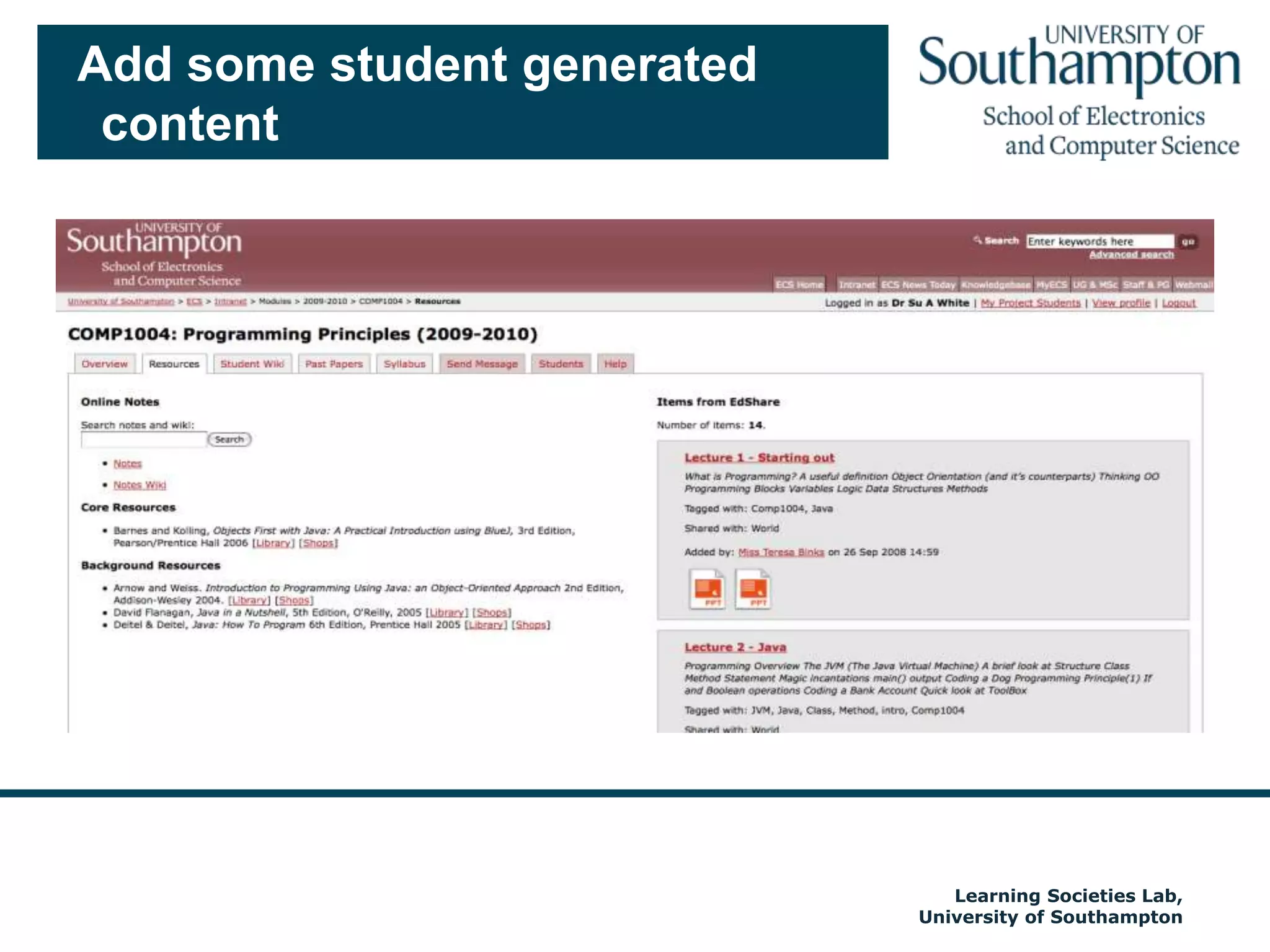 TEL/Web2/Linked Data?Blended/Web 2.0/Linked Data  approaches… allow systematic/automated  selection of activities to best meet range of requirementssupporting student learningmaking good use of faculty timestreamline administrative tasks(monitoring and recording student progression and achievement)