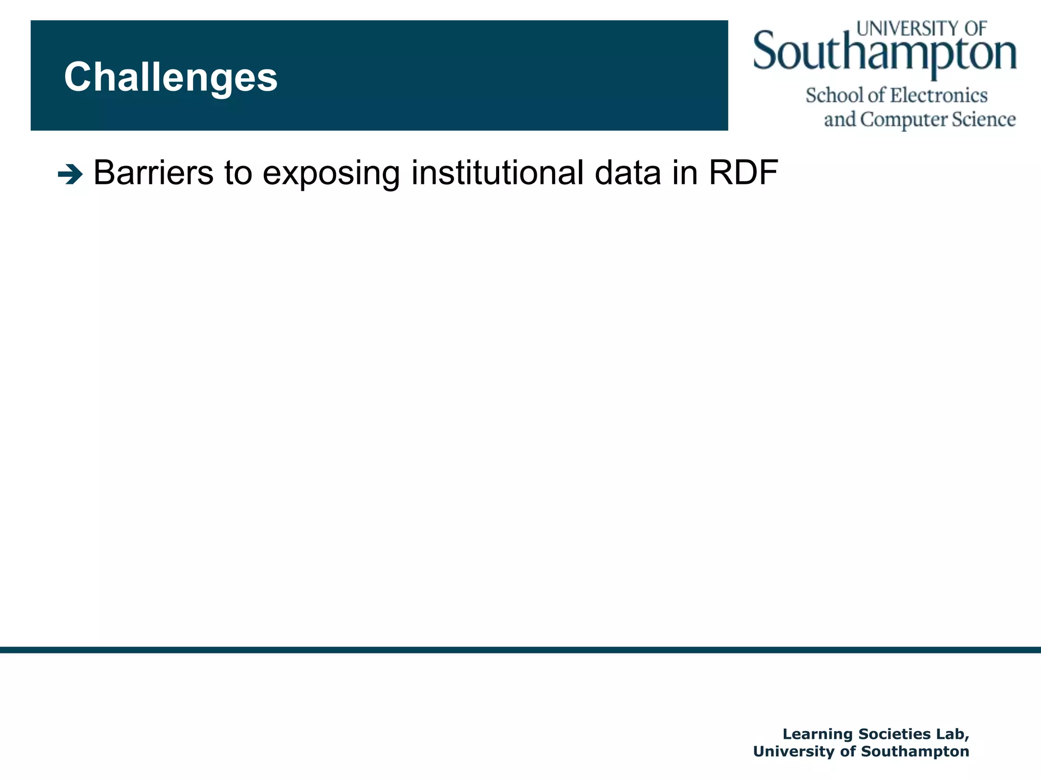 Hattie J, Marsh HW. The Relationship between Research and Teaching: A Meta-Analysis. Review of Educational Research. 1996;66(4):507-42.Healey M. Linking research and teaching: exploring disciplinary spaces and the role of inquiry-based learning; 2005.Hoare T, Milner R, eds. Grand Challenges in Computing: British Computer Society 2004.Jenkins A, Healey M, Zetter R. Linking of staff disciplinary research and student learning. York: Higher Education Academy; 2007.Jenkins A, Healey M. Institutional Strategies to link teaching and research. York: Higher Education Academy; 2005.McGettrick A, Boyle R, Ibbett R, Lloyd J, Lovegrove G, Mander K. Grand challenges in computing education: British Computer Society; 2004.Neumann R. Perceptions of the Teaching-Research Nexus: A Framework for Analysis. Higher Education. 1992;23(2):159-71.Neumann R. The Teaching-Research Nexus: Applying a Framework to University Students' Learning Experiences. European Journal Of Higher Education. 1994;29(3):323-38.Ramsden P, Moses I. Associations Between Research and Teaching in Australian Higher Education. Higher Education. 1992 April 1992;23(3):273-95.Roach M, Blackmore P, Dempster JA. Supporting High-Level Learning through Research-Based Methods: A Framework for Course Development. Innovations in Education and Teaching International. 2001;38(4):369-82.Strazdins P. Research based education in computer science teaching. Canberra: Australian National University; 2007.Thomas RC, Mancy R. Use of Large Databases for Group Projects at the Nexus of Teaching and Research.  ACM SIGCSE 2004; Portland: ACM; 2004. p. 161-5Tiropanis, T., Davis, H., Millard, D., Weal, M., White, S. and Wills, G. (2009) Semantic Technologies in Learning and Teaching (SemTech) - JISC Report.Wirth A, Bertolacci M. New algorithms research for first year students.  Proceedings of the 11th annual SIGCSE conference on Innovation and technology in computer science education; 2006; Bologna, Italy: ACM Press New York, NY, USA; 2006. p. 128-32.Autumn 2009