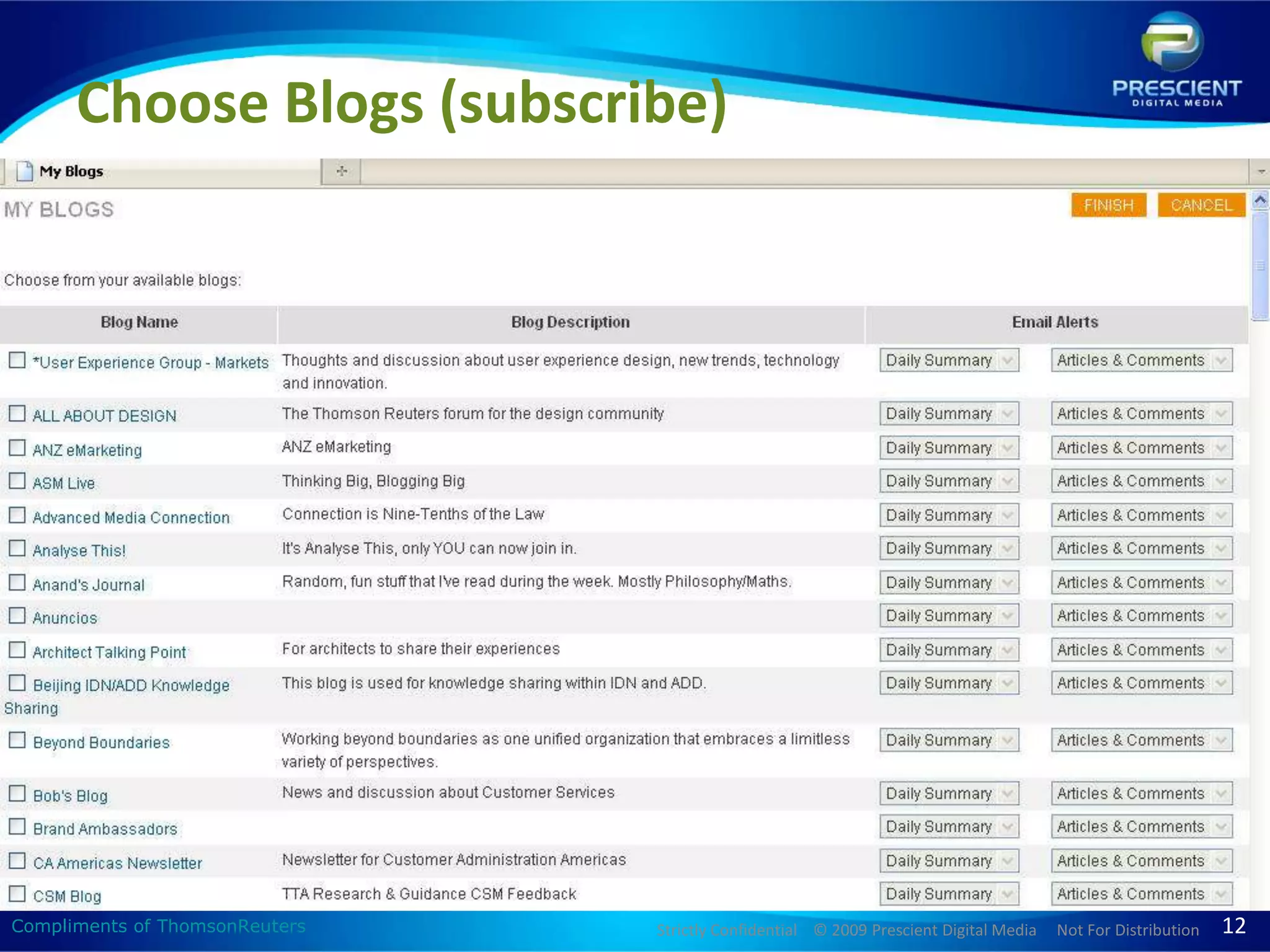 Choose Blogs (subscribe)Compliments of ThomsonReuters