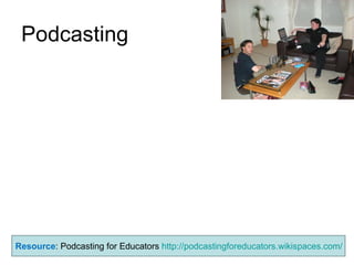 Podcasting Resource : Podcasting for Educators  http://podcastingforeducators.wikispaces.com/ 