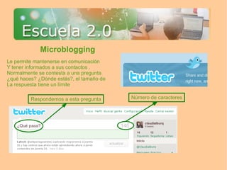 ¿Qué es Web 2.0 ? El término Web 2.0 fue acuñado por O'Reilly Media en 2004 para referirse a una segunda generación Web. Podemos simplificar el concepto y decir que se trata de entender la Web como  una plataforma interactiva global , en la que las páginas Web no sólo deben pensar en el usuario individual, sino permitir a  todos los internautas, que ayuden a crear y modificar el servicio, aumentando la posibilidad de encontrar lo deseado y también modificarlo.  De esta forma, adaptamos la red a las necesidades de los usuarios. pasando de un espacio de intercambio de información (Web 1.0) a  un espacio de interacción social   constituida por comunidades colaborativas. Posiblemente, sea ésta una de las claves de la Web 2.0 o también llamada Web social, dada la importancia que tiene el ambiente de colaboración de material, de recursos como nueva forma de  intercambio de información , donde los contenidos que aportan los usuarios son muy importantes para  el crecimiento imparable del sitio Web. La Web 2.0 permite añadir nuevas dimensiones colaborativas al aula, aumentan las capacidades sociales y también la empatía entre los alumnos y el profesor, aunque supone un cambio metodológico. 