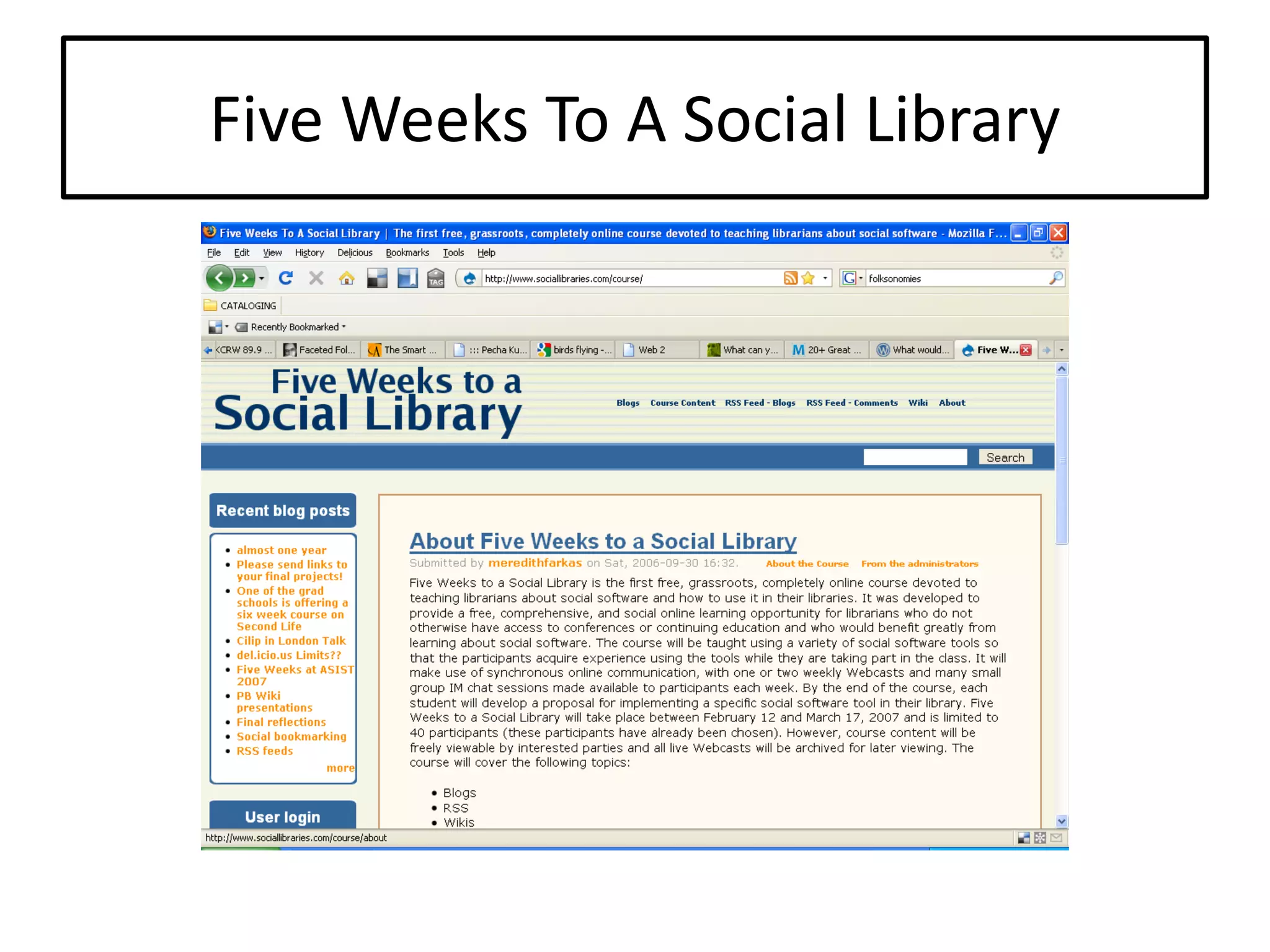 Setting The Stage For Extending Our Reach: An Overview Of Web 2.0 Tools And Resources
