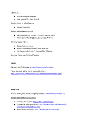 Web 2.0 Setting The Stage For Extending Our Reach: Resource Guide