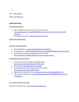 Web 2.0 Setting The Stage For Extending Our Reach: Resource Guide