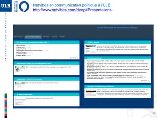 41
Netvibes en Sciences de l’information et de la communication.
http://www.netvibes.com/2sic#ACCUEIL
Web 2.0 : Netvibes [Atelier pratique]
 