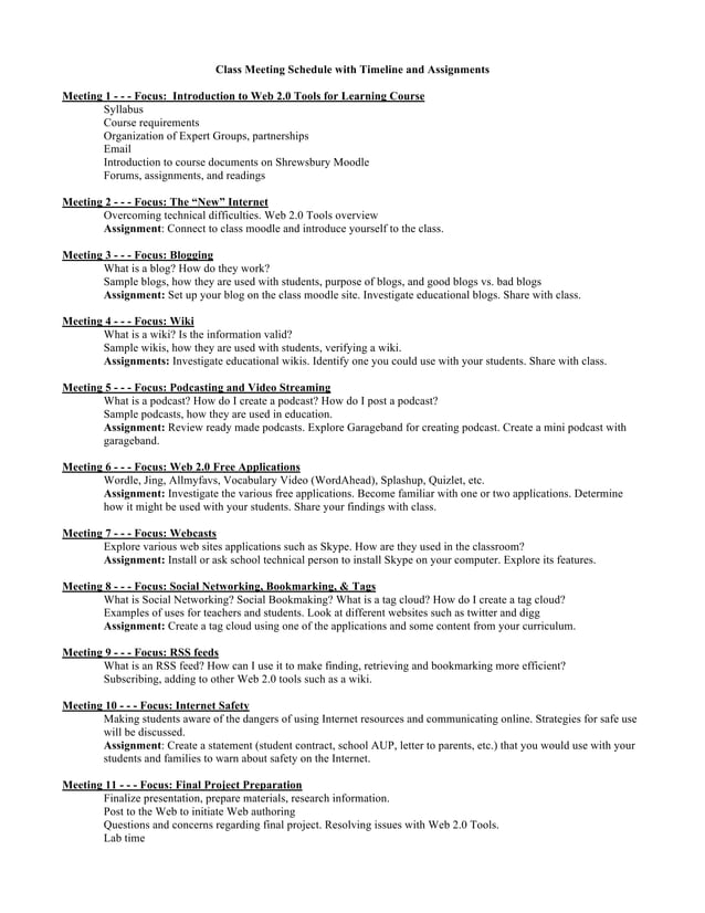 Web 2 0 Tools For Learning Syllabus PDF Web 2 0 tools for learning syllabus pdf