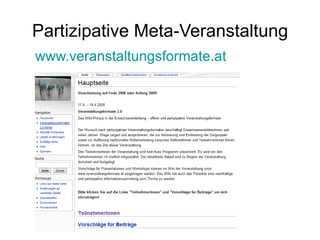 Partizipative Meta-Veranstaltung www.veranstaltungsformate.at 