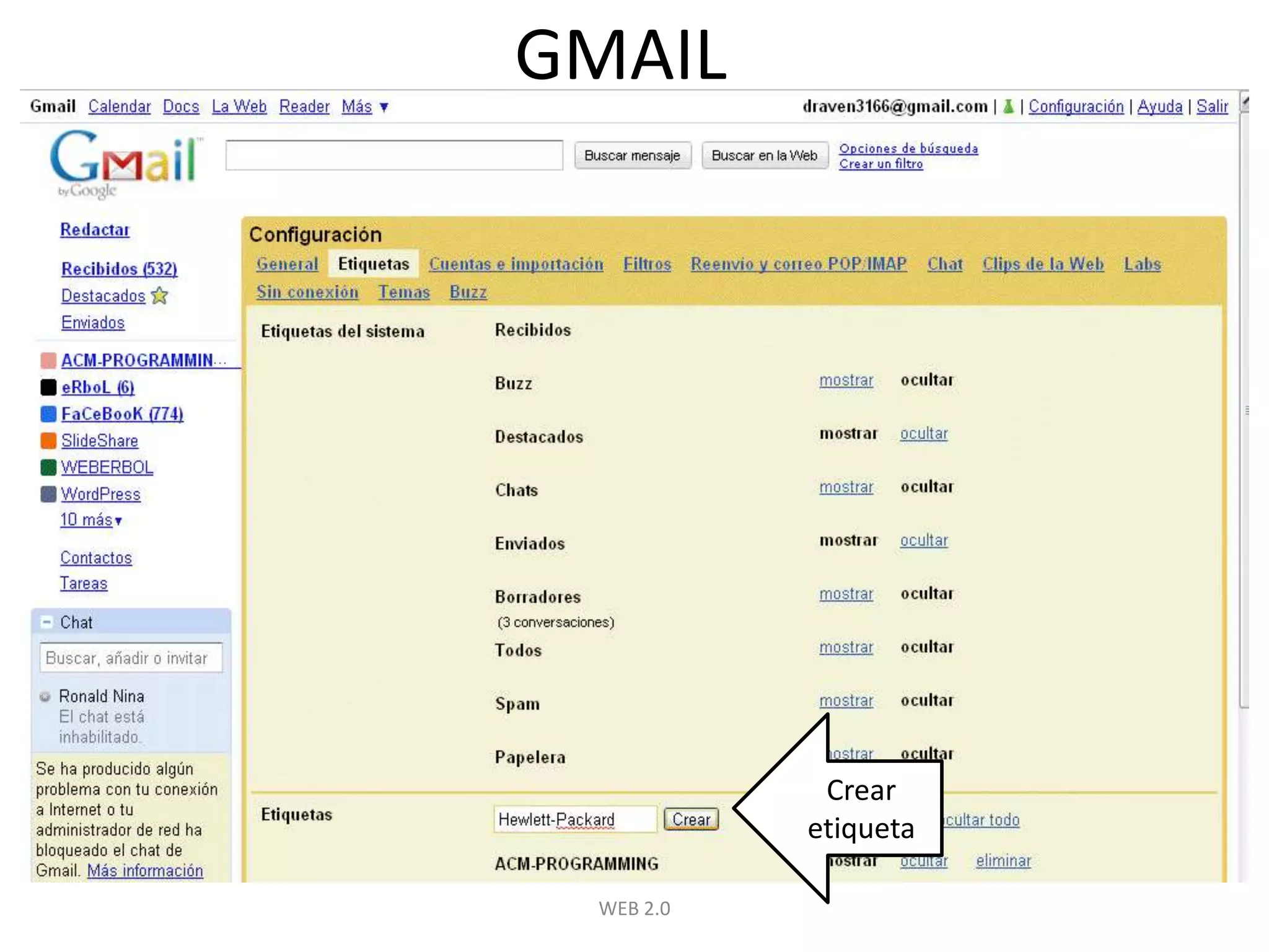 WEB 2.0GMAILCrear etiqueta