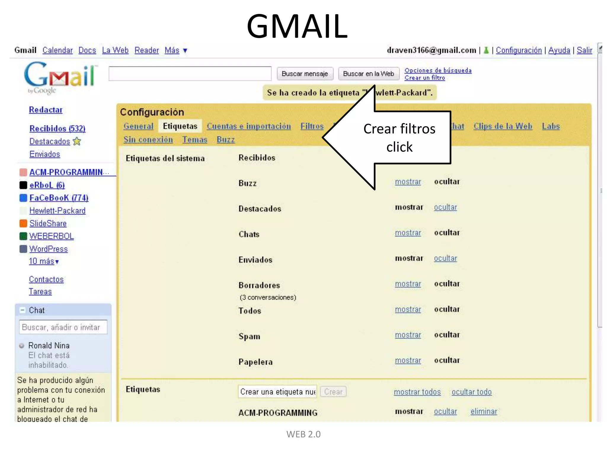 WEB 2.0GMAILCrear filtros click