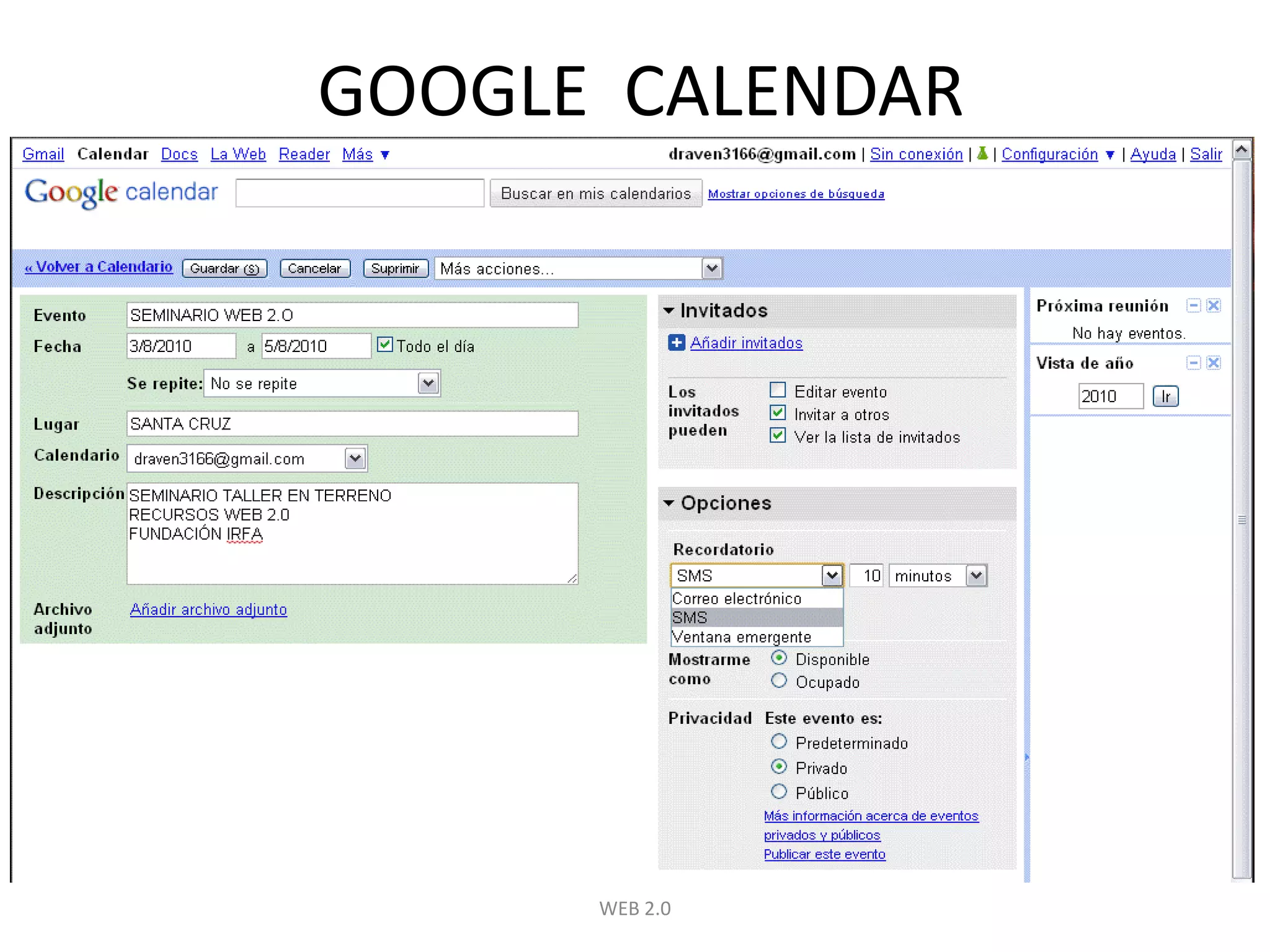 GOOGLE  CALENDARWEB 2.0