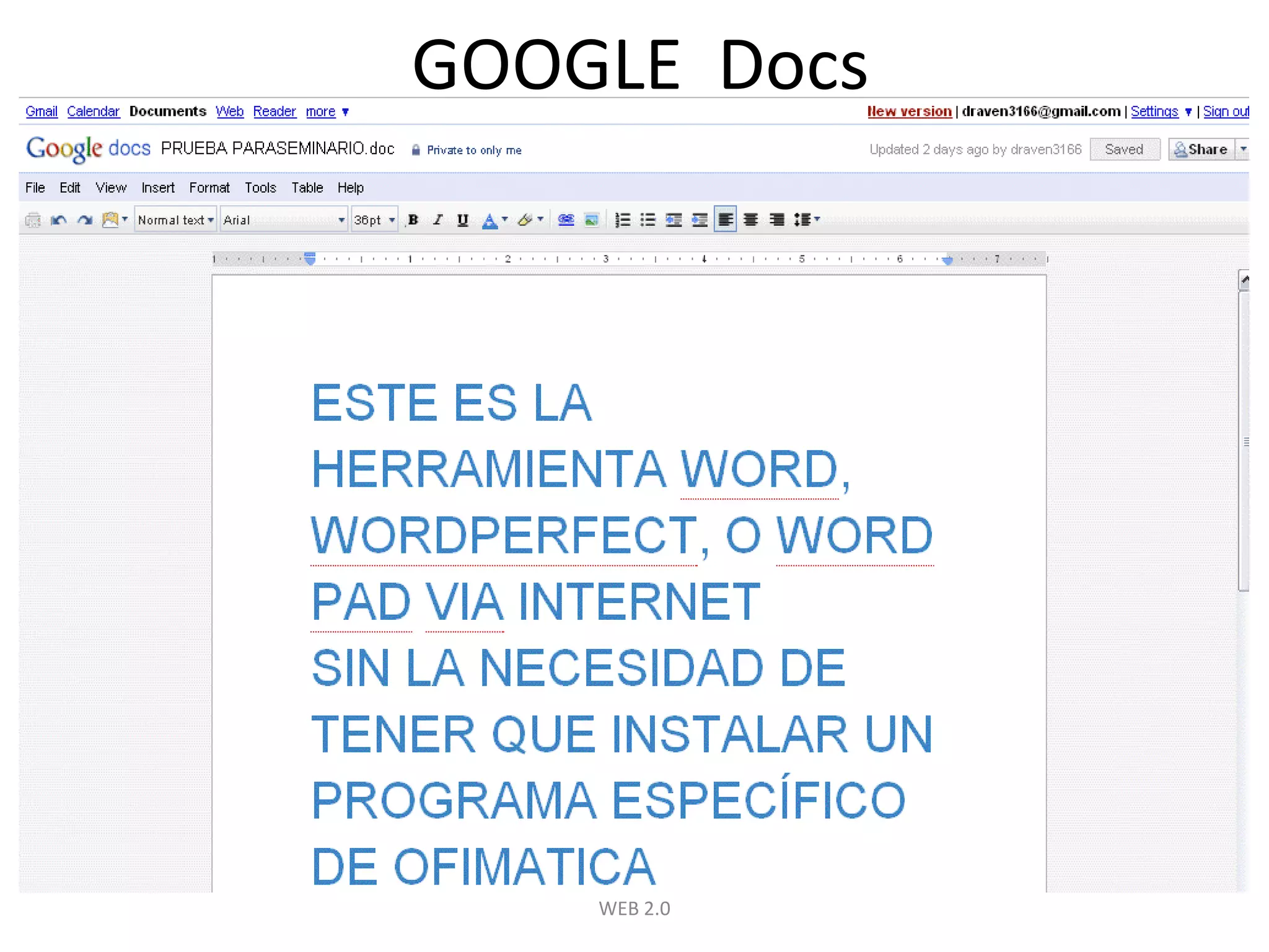 WEB 2.0GOOGLE  Docs