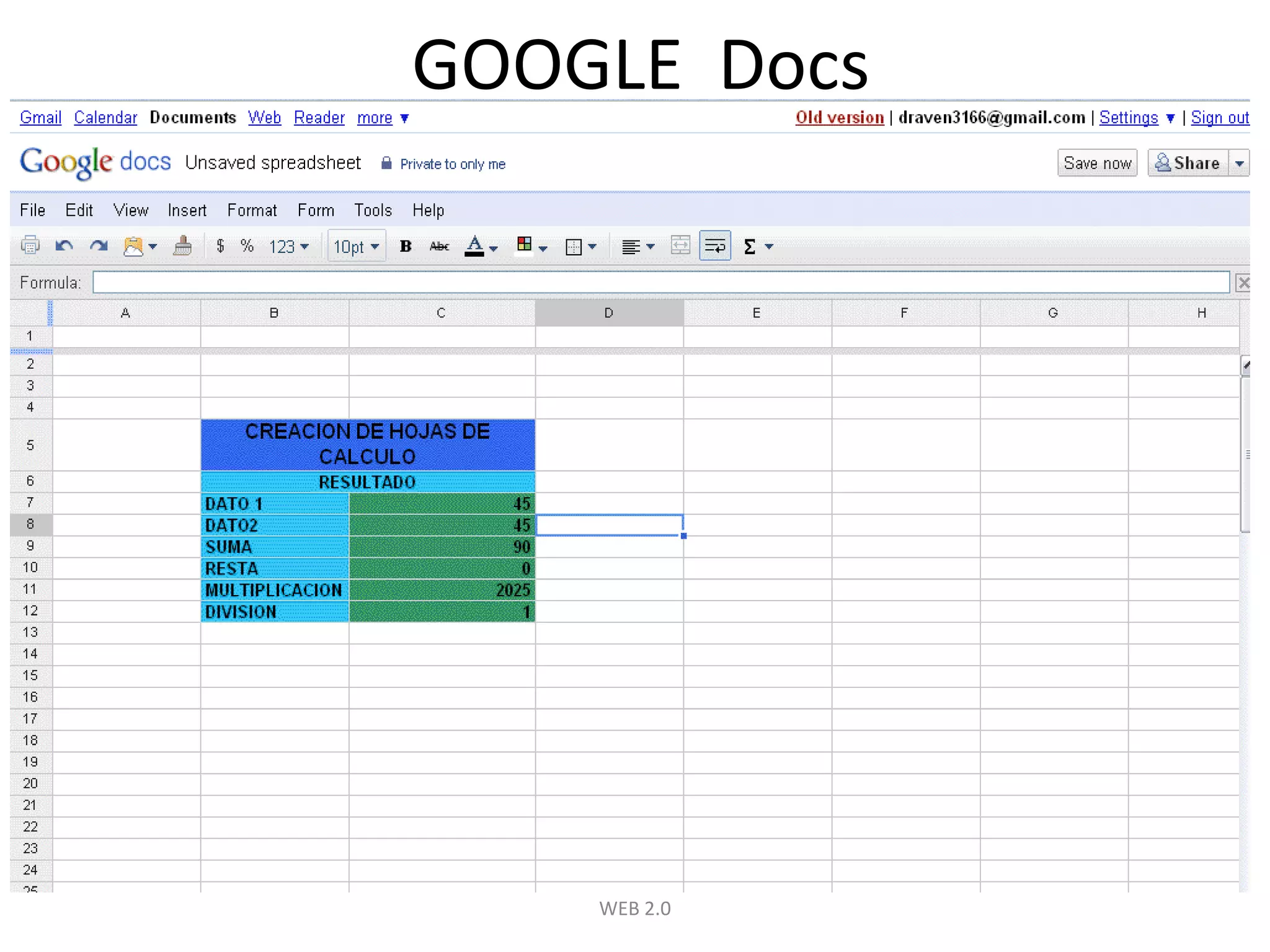 WEB 2.0GOOGLE  Docs